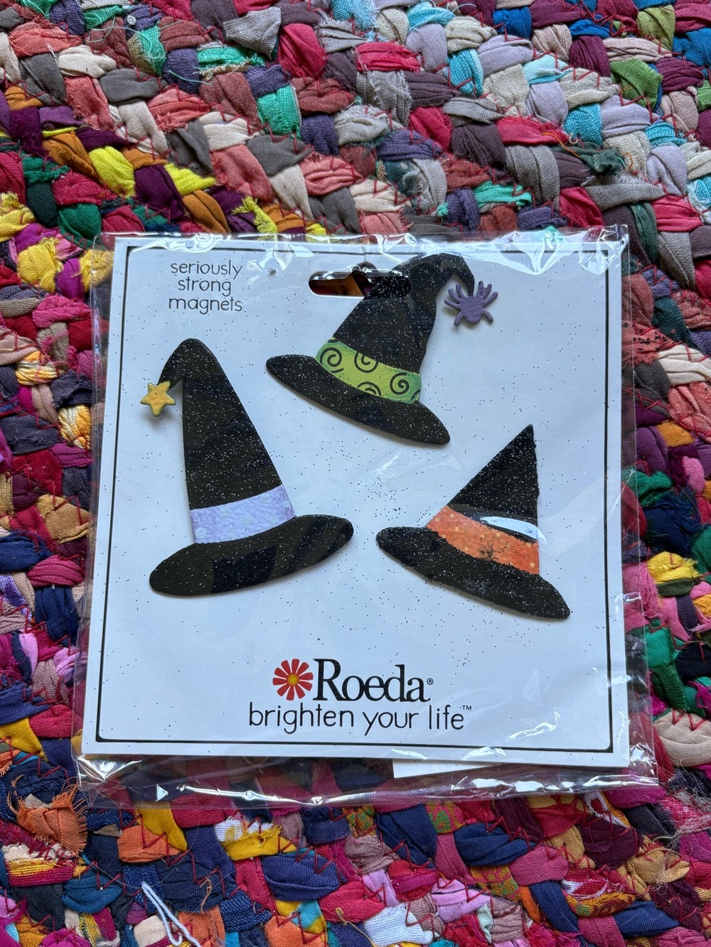 ROEDA HAND-PAINTED METAL WITCH HATS CLOVER MAGNETS